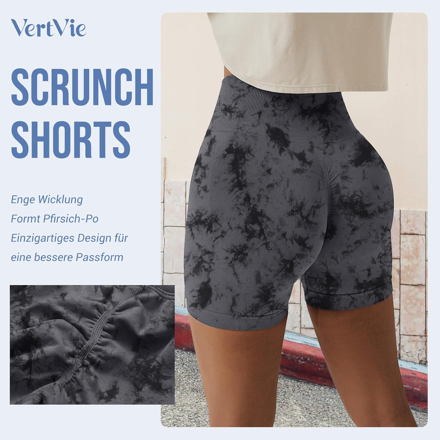 Vertvie Scrunch Butt Women's Sports Shorts, Cycling Shorts Push Up Leggings Short High Waist Yoga Shorts Opaque Seamless Tights Shorts Anti Cellulite