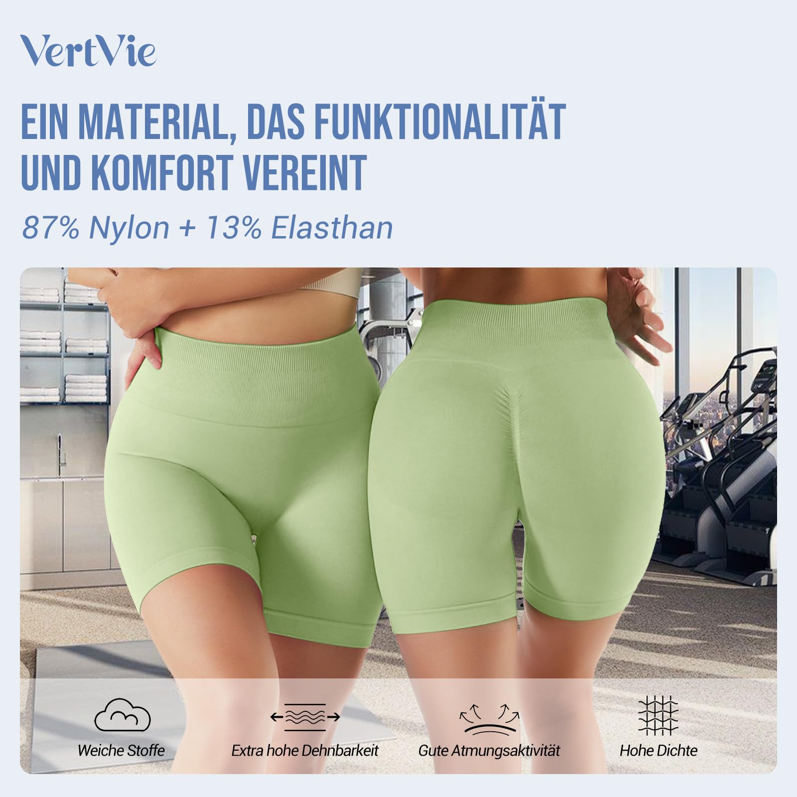 Vertvie Scrunch Butt Women's Sports Shorts, Cycling Shorts Push Up Leggings Short High Waist Yoga Shorts Opaque Seamless Tights Shorts Anti Cellulite