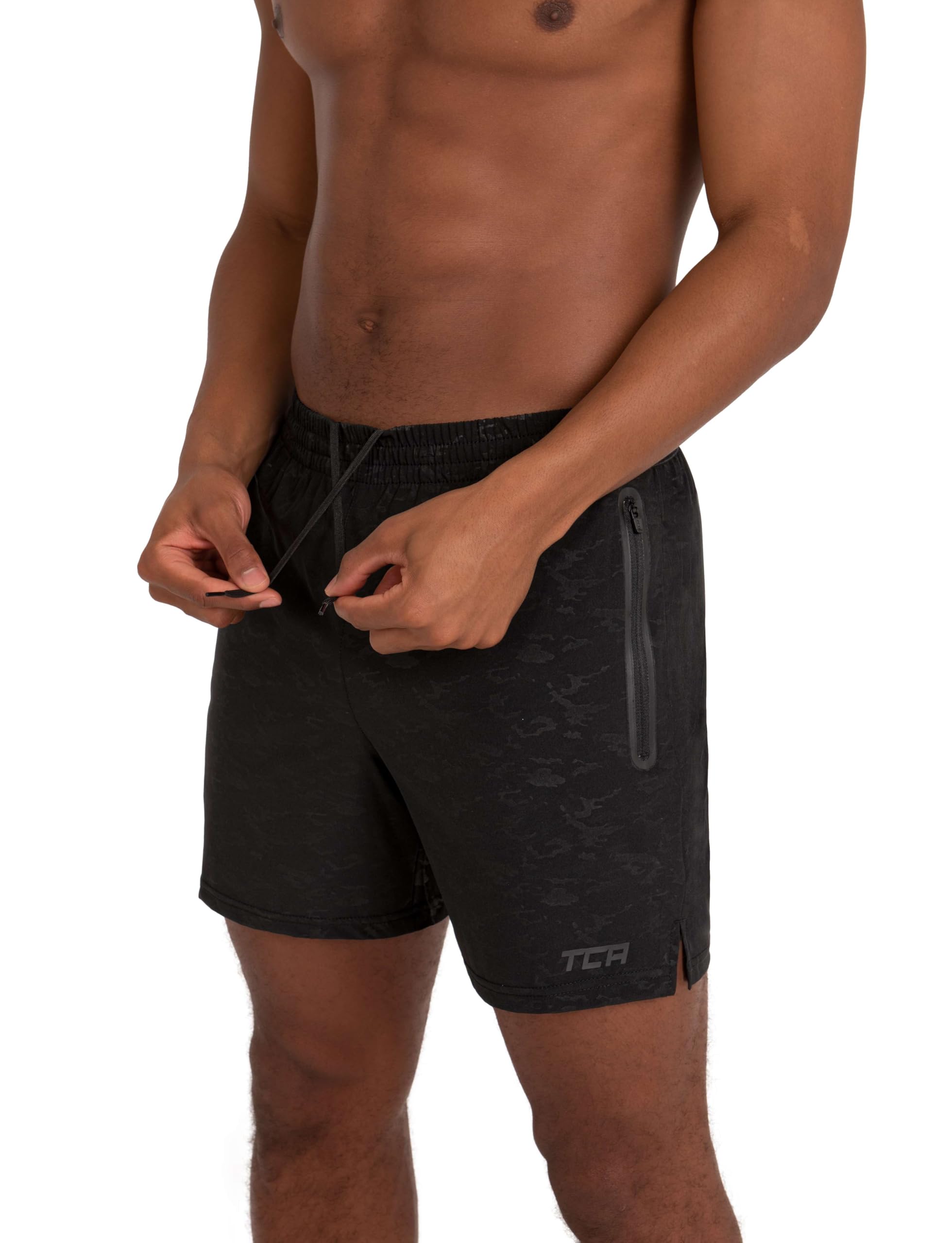 TCA Short Homme Sport - Short Running Homme Léger Elite Tech - Short Sport Homme avec Poches Zippées