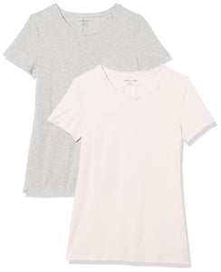 Amazon Essentials T-Shirt Col Rond à Manches Courtes Coupe Classique Femme, Packs Multiples