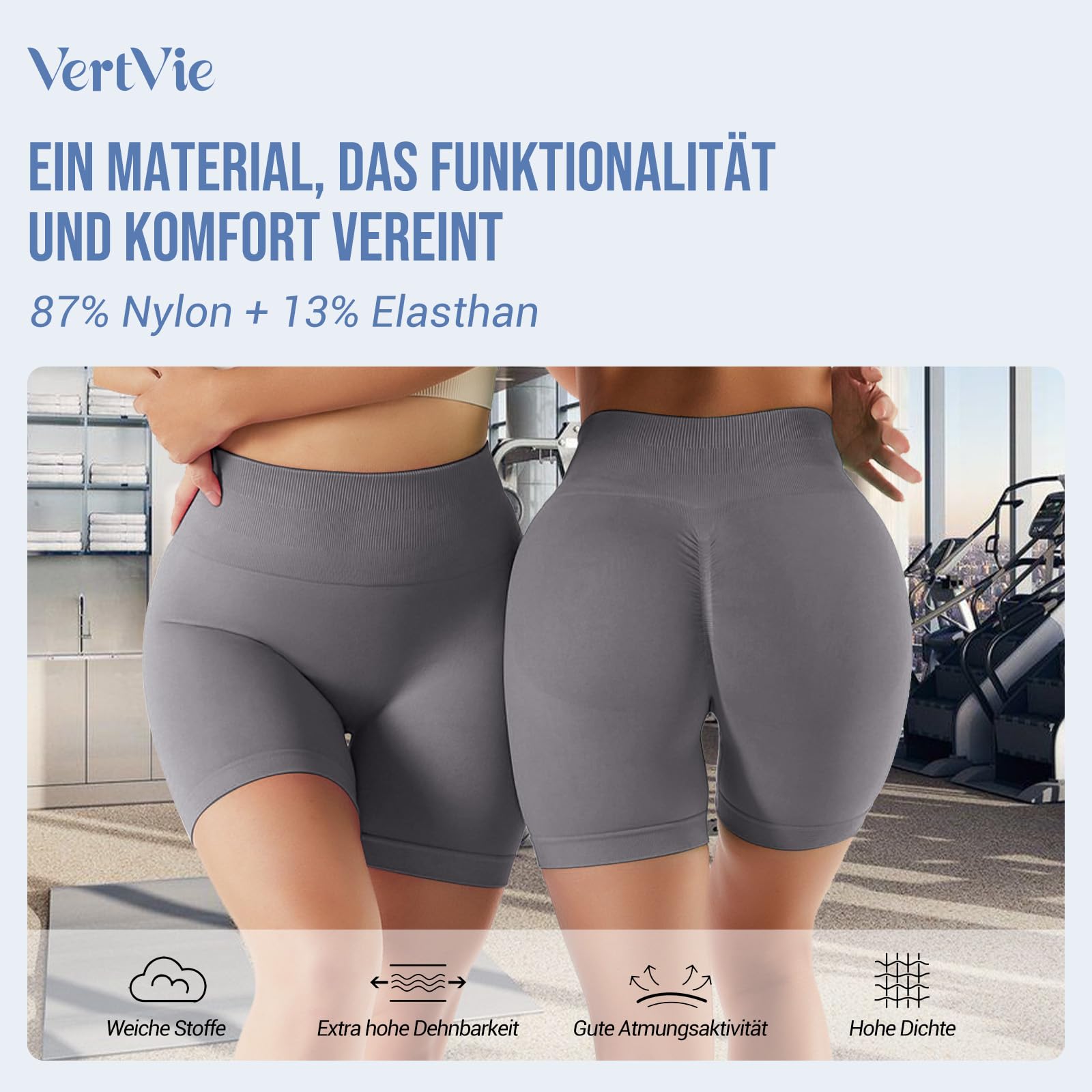 Vertvie Scrunch Butt Women's Sports Shorts, Cycling Shorts Push Up Leggings Short High Waist Yoga Shorts Opaque Seamless Tights Shorts Anti Cellulite