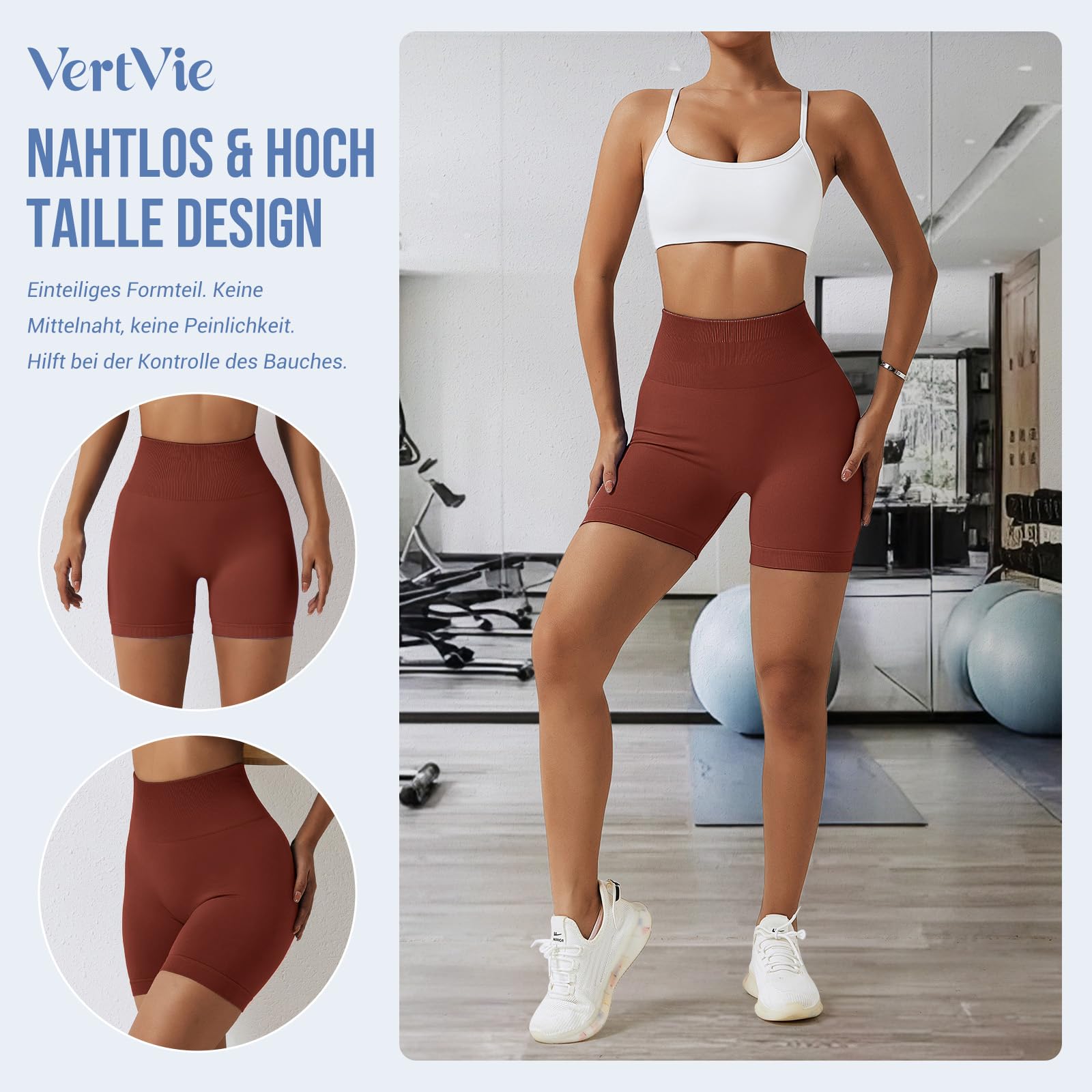 Vertvie Scrunch Butt Women's Sports Shorts, Cycling Shorts Push Up Leggings Short High Waist Yoga Shorts Opaque Seamless Tights Shorts Anti Cellulite