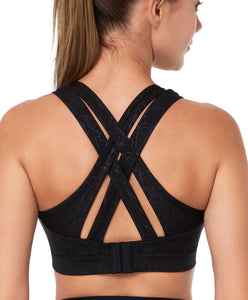 Yvette Soutien Gorge de Sport Femmes Bretelles Réglables Bretelles Réglables Dos Croisées sans Armature Maintien Fort Grande Taille Course Fitness Gym