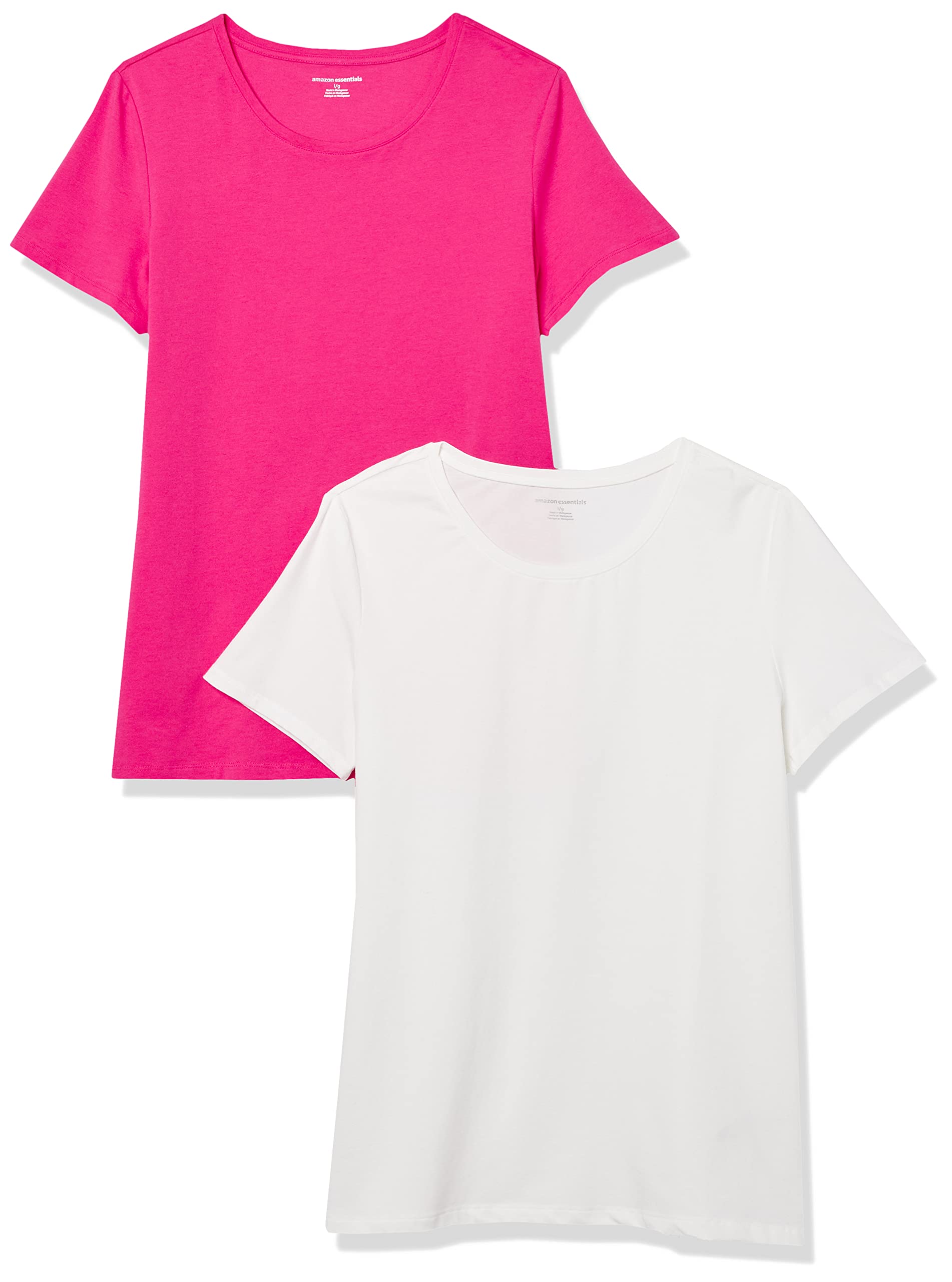 Amazon Essentials T-Shirt Col Rond à Manches Courtes Coupe Classique Femme, Packs Multiples