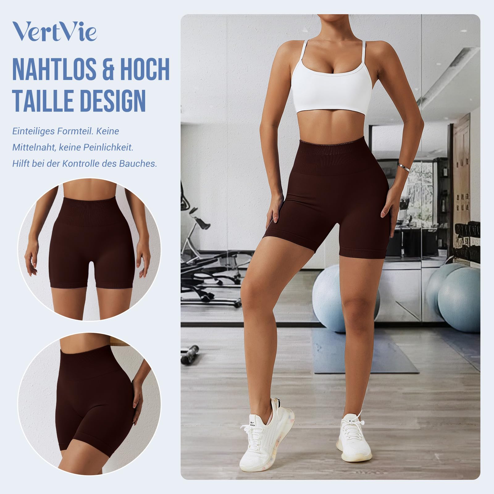 Vertvie Scrunch Butt Women's Sports Shorts, Cycling Shorts Push Up Leggings Short High Waist Yoga Shorts Opaque Seamless Tights Shorts Anti Cellulite