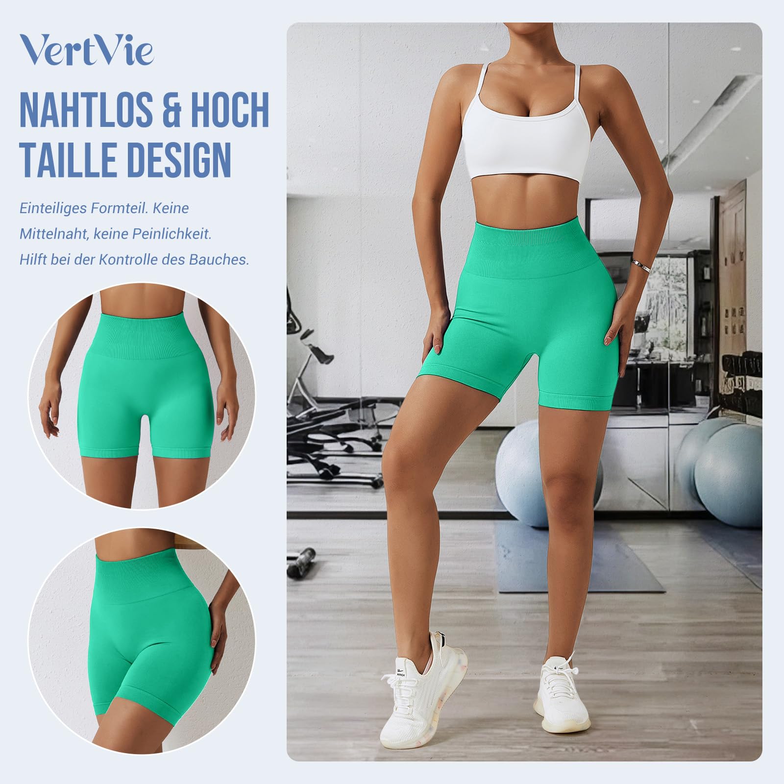 Vertvie Scrunch Butt Women's Sports Shorts, Cycling Shorts Push Up Leggings Short High Waist Yoga Shorts Opaque Seamless Tights Shorts Anti Cellulite