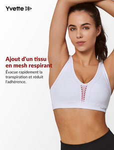 Yvette Soutien Gorge de Sport Femmes Bretelles Réglables Bretelles Réglables Dos Croisées sans Armature Maintien Fort Grande Taille Course Fitness Gym