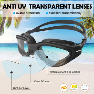 Lunettes de natation à verres polarisés Anti buée Anti UV Étanches Vision nette pour Hommes Femmes Adultes Adolescents