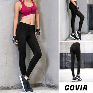 GoVIA Legging pour Femme Pantalon de Course à Pied Pantalon de Sport Respirant Pantalon de Yoga Fitness Taille Haute Long Rayures 4106 - fitnessterapy