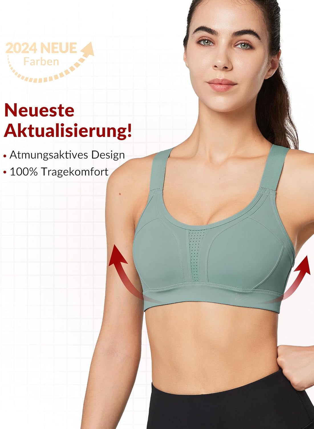 Yvette Soutien Gorge de Sport Femmes Bretelles Réglables Bretelles Réglables Dos Croisées sans Armature Maintien Fort Grande Taille Course Fitness Gym