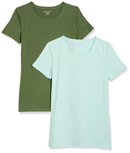 Amazon Essentials T-Shirt Col Rond à Manches Courtes Coupe Classique Femme, Packs Multiples