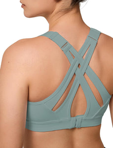 Yvette Soutien Gorge de Sport Femmes Bretelles Réglables Bretelles Réglables Dos Croisées sans Armature Maintien Fort Grande Taille Course Fitness Gym