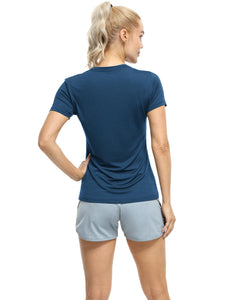 icyzone Women's Short Sleeve Quick Dry Fitness Running Tops, Pack of 3