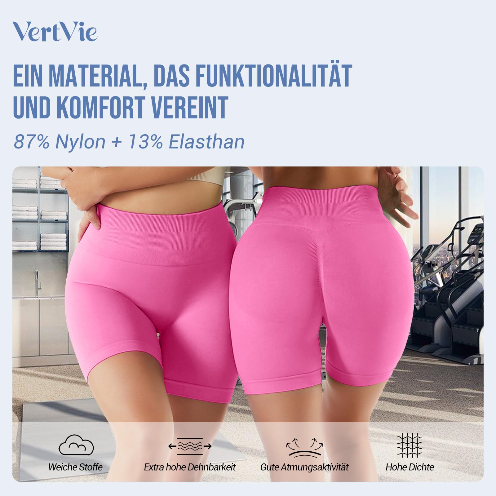 Vertvie Scrunch Butt Women's Sports Shorts, Cycling Shorts Push Up Leggings Short High Waist Yoga Shorts Opaque Seamless Tights Shorts Anti Cellulite