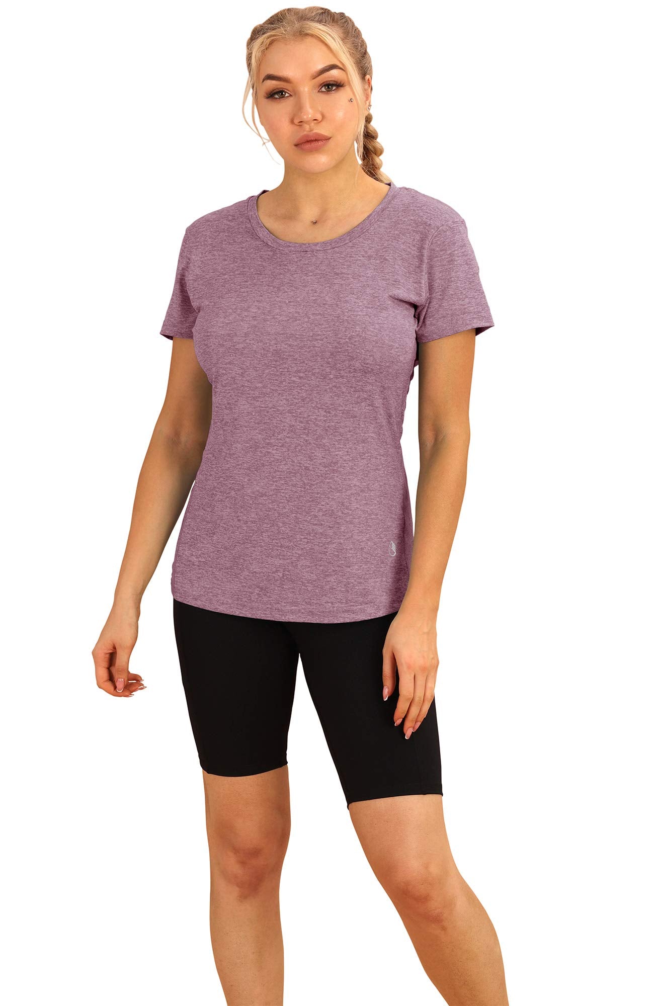 icyzone Women's Short Sleeve Quick Dry Fitness Running Tops, Pack of 3