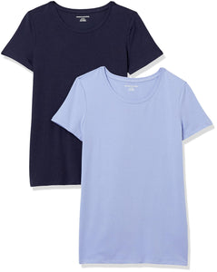 Amazon Essentials T-Shirt Col Rond à Manches Courtes Coupe Classique Femme, Packs Multiples