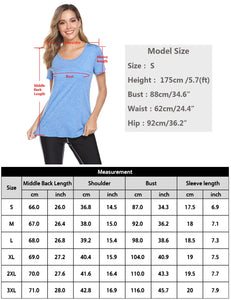 Sykooria Sport Femme À Manches Courtes Tee Shirt Été Top de Yoga Casual Respirant Chemise À Séchage Rapide