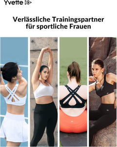 Yvette Soutien Gorge de Sport Femmes Bretelles Réglables Bretelles Réglables Dos Croisées sans Armature Maintien Fort Grande Taille Course Fitness Gym