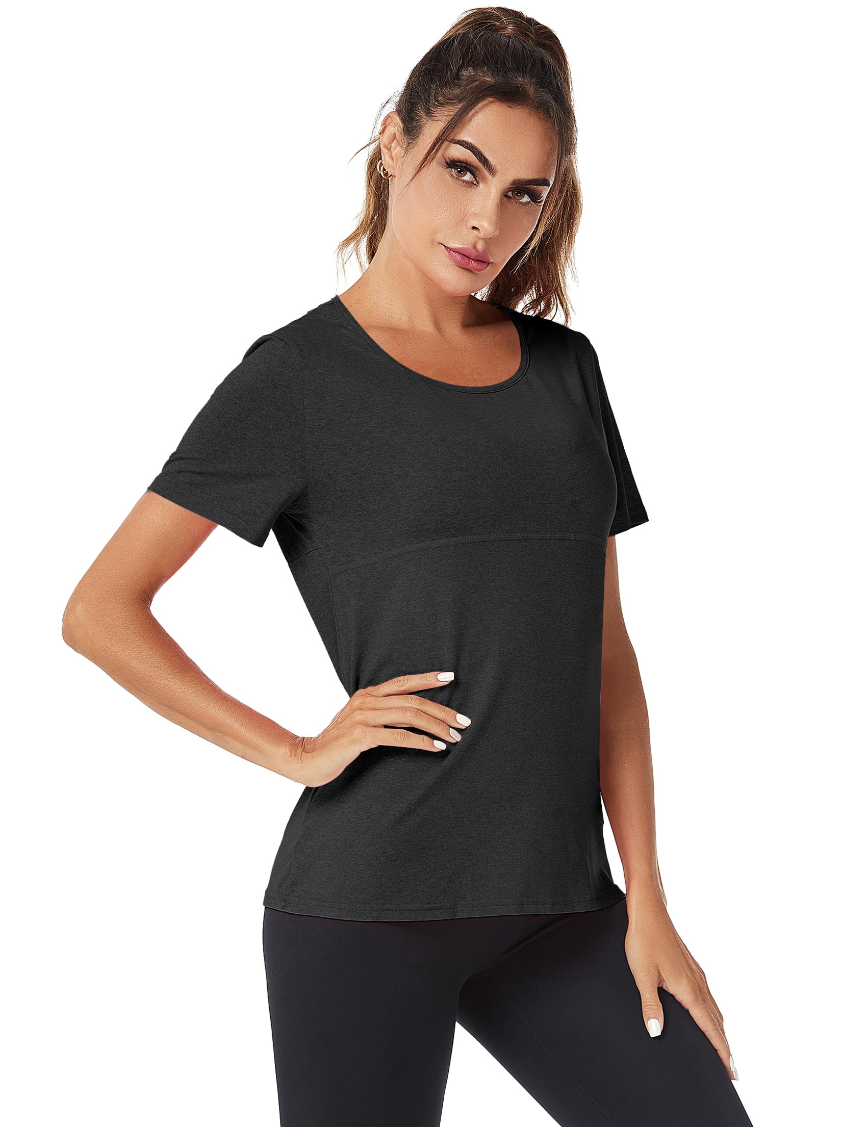 Sykooria Sport Femme À Manches Courtes Tee Shirt Été Top de Yoga Casual Respirant Chemise À Séchage Rapide