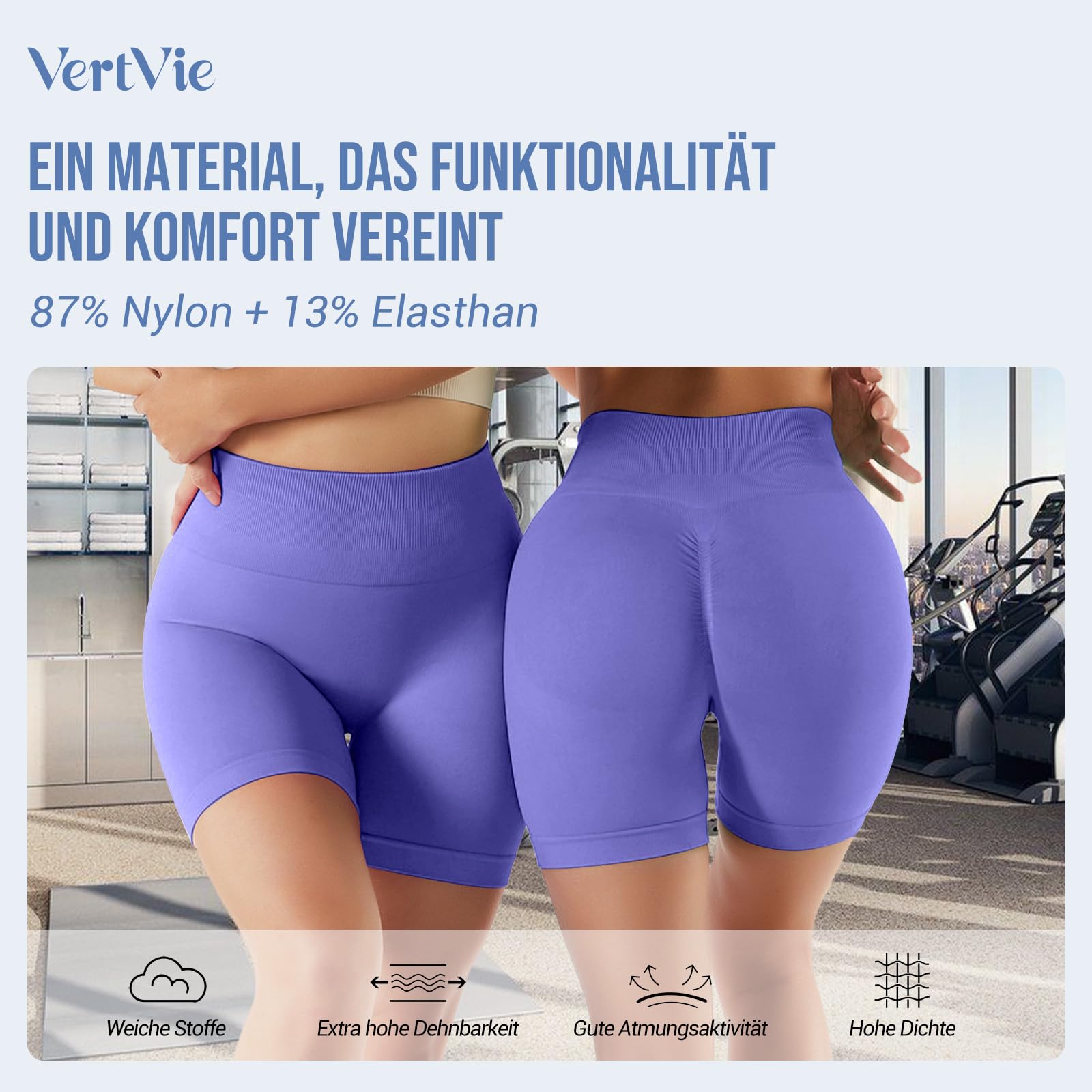 Vertvie Scrunch Butt Women's Sports Shorts, Cycling Shorts Push Up Leggings Short High Waist Yoga Shorts Opaque Seamless Tights Shorts Anti Cellulite