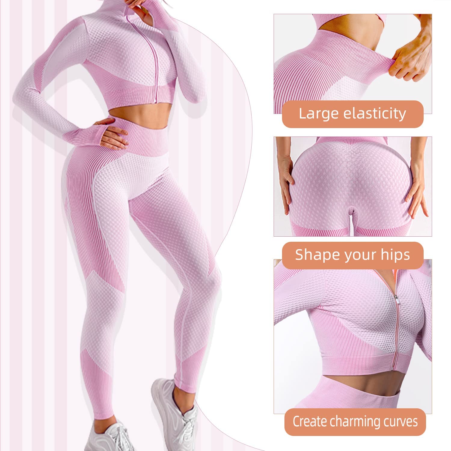 Veriliss Vêtement de Sport Femme 3 Pièces Survêtements D'entraînement Ensembles Soutien-Gorge Sport Legging De Yoga Sportswear Fitness Ensembles D'entraînement Tenues De Sport