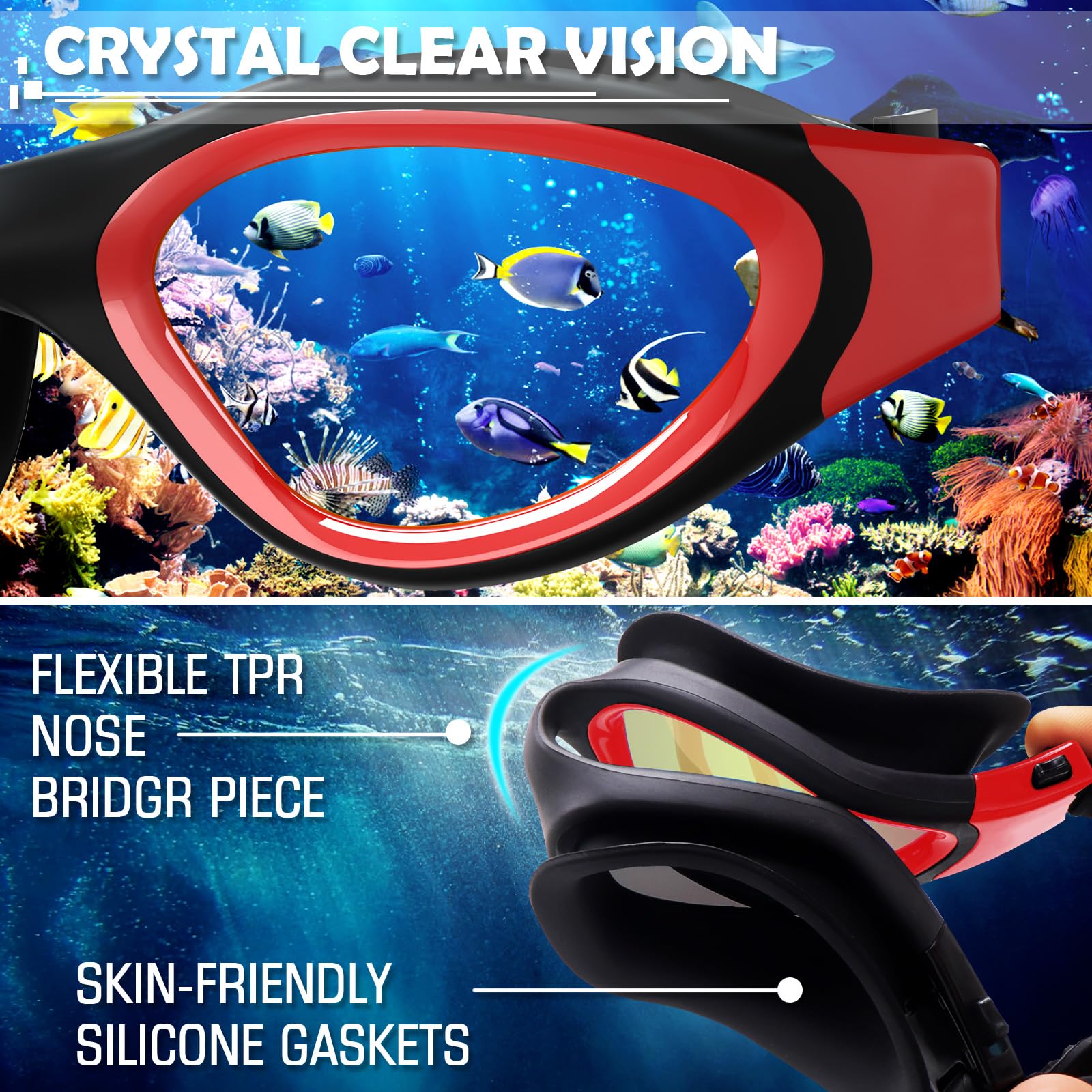 Lunettes de natation à verres polarisés Anti buée Anti UV Étanches Vision nette pour Hommes Femmes Adultes Adolescents