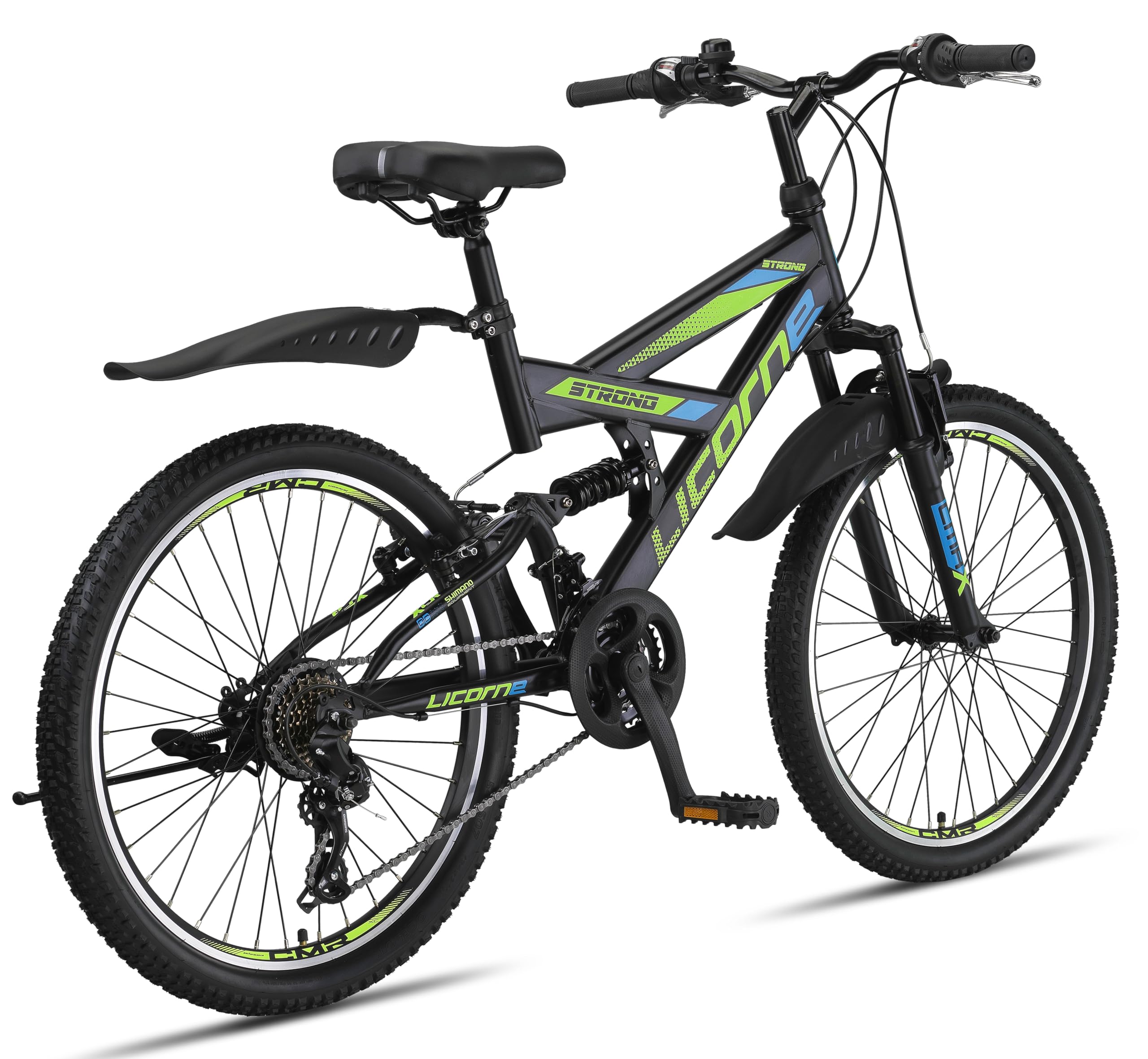 Licorne Bike VTT en V de qualité supérieure de 24 et 26 pouces - Vélo pour garçons, filles, femmes et hommes - 21 vitesses - Suspension complète