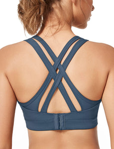 Yvette Soutien Gorge de Sport Femmes Bretelles Réglables Bretelles Réglables Dos Croisées sans Armature Maintien Fort Grande Taille Course Fitness Gym