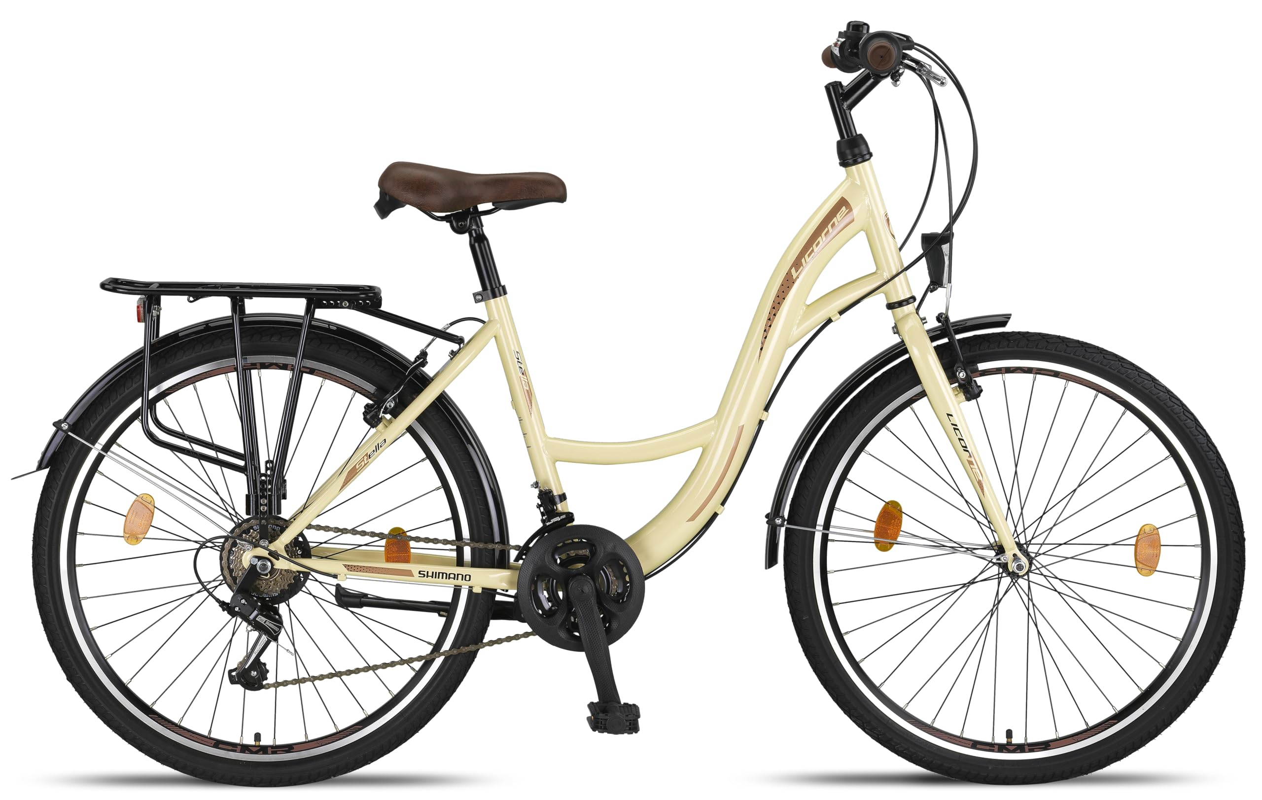 Licorne Bike Stella Premium City Bike 24,26 et 28 pouces – Vélo pour filles, garçons, hommes et femmes – Dérailleur Shimano 21 vitesses – Vélo hollandais