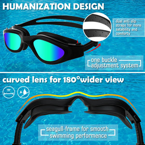 Lunettes de natation à verres polarisés Anti buée Anti UV Étanches Vision nette pour Hommes Femmes Adultes Adolescents