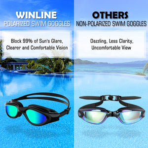 Lunettes de natation à verres polarisés Anti buée Anti UV Étanches Vision nette pour Hommes Femmes Adultes Adolescents