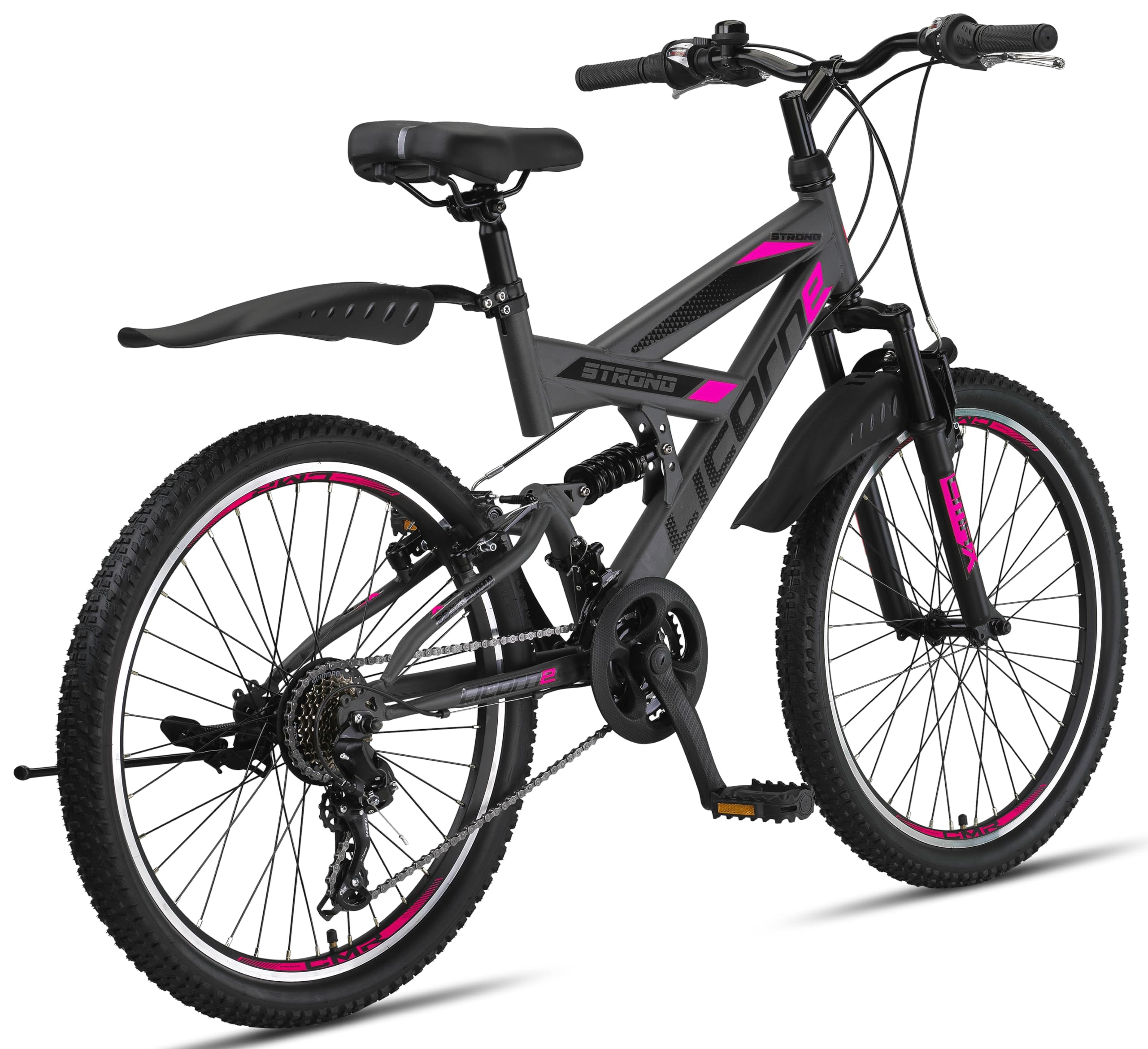 Licorne Bike VTT en V de qualité supérieure de 24 et 26 pouces - Vélo pour garçons, filles, femmes et hommes - 21 vitesses - Suspension complète