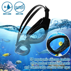 Lunettes de natation à verres polarisés Anti buée Anti UV Étanches Vision nette pour Hommes Femmes Adultes Adolescents