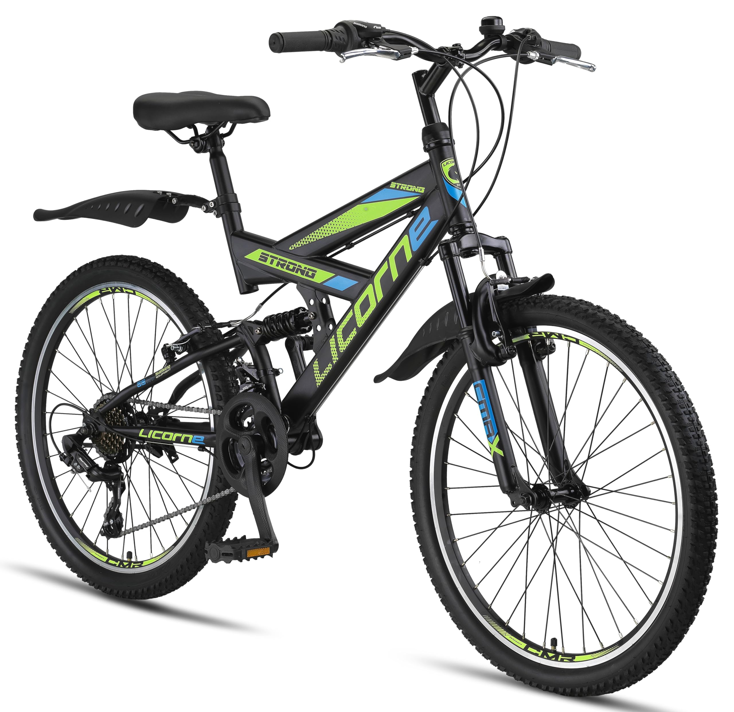 Licorne Bike VTT en V de qualité supérieure de 24 et 26 pouces - Vélo pour garçons, filles, femmes et hommes - 21 vitesses - Suspension complète