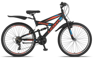 Licorne Bike VTT en V de qualité supérieure de 24 et 26 pouces - Vélo pour garçons, filles, femmes et hommes - 21 vitesses - Suspension complète