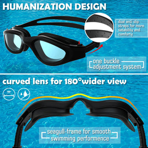 Lunettes de natation à verres polarisés Anti buée Anti UV Étanches Vision nette pour Hommes Femmes Adultes Adolescents