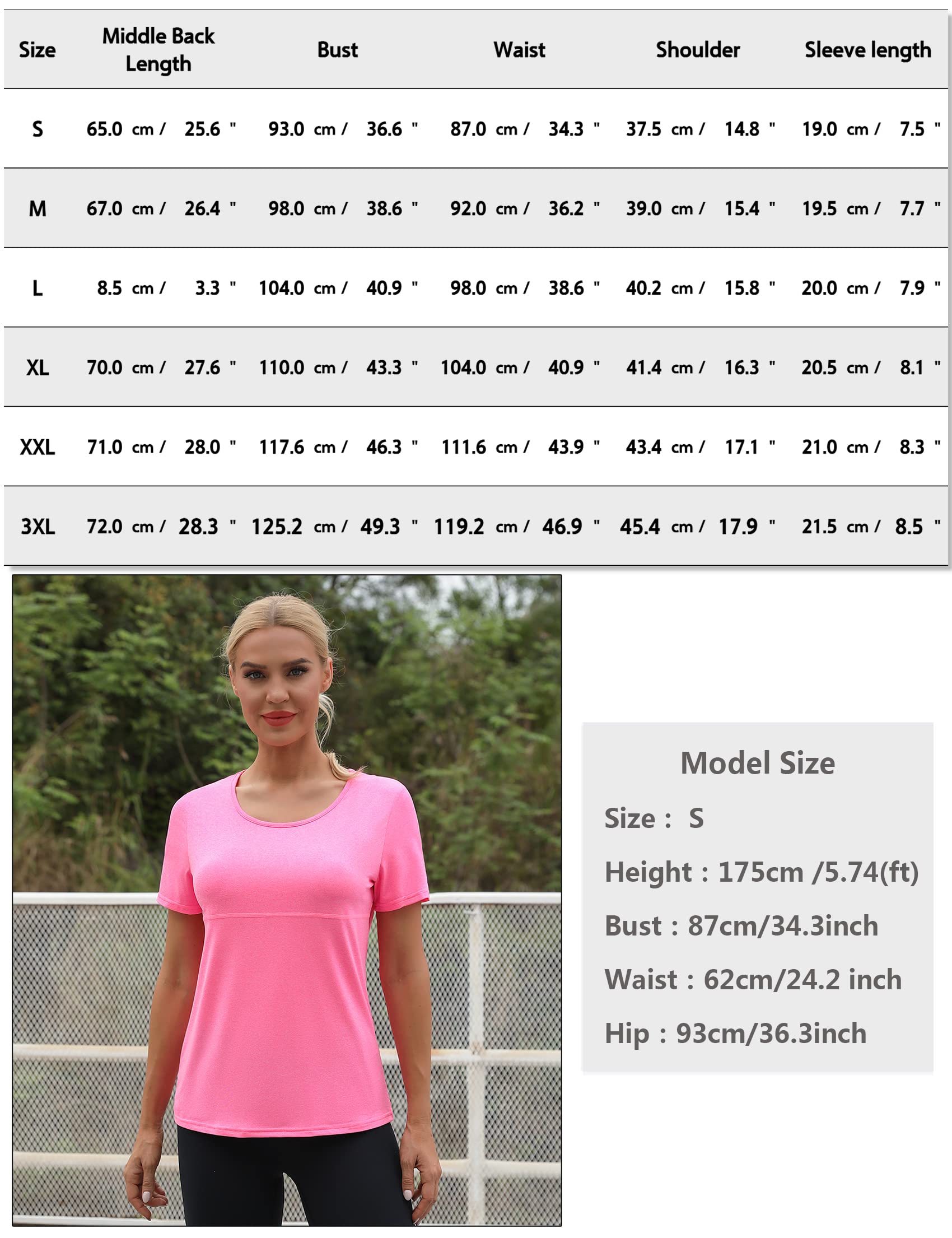 Sykooria Sport Femme À Manches Courtes Tee Shirt Été Top de Yoga Casual Respirant Chemise À Séchage Rapide