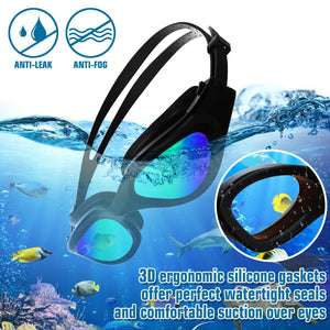 Lunettes de natation à verres polarisés Anti buée Anti UV Étanches Vision nette pour Hommes Femmes Adultes Adolescents