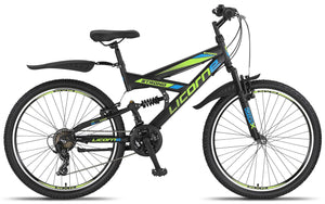 Licorne Bike VTT en V de qualité supérieure de 24 et 26 pouces - Vélo pour garçons, filles, femmes et hommes - 21 vitesses - Suspension complète