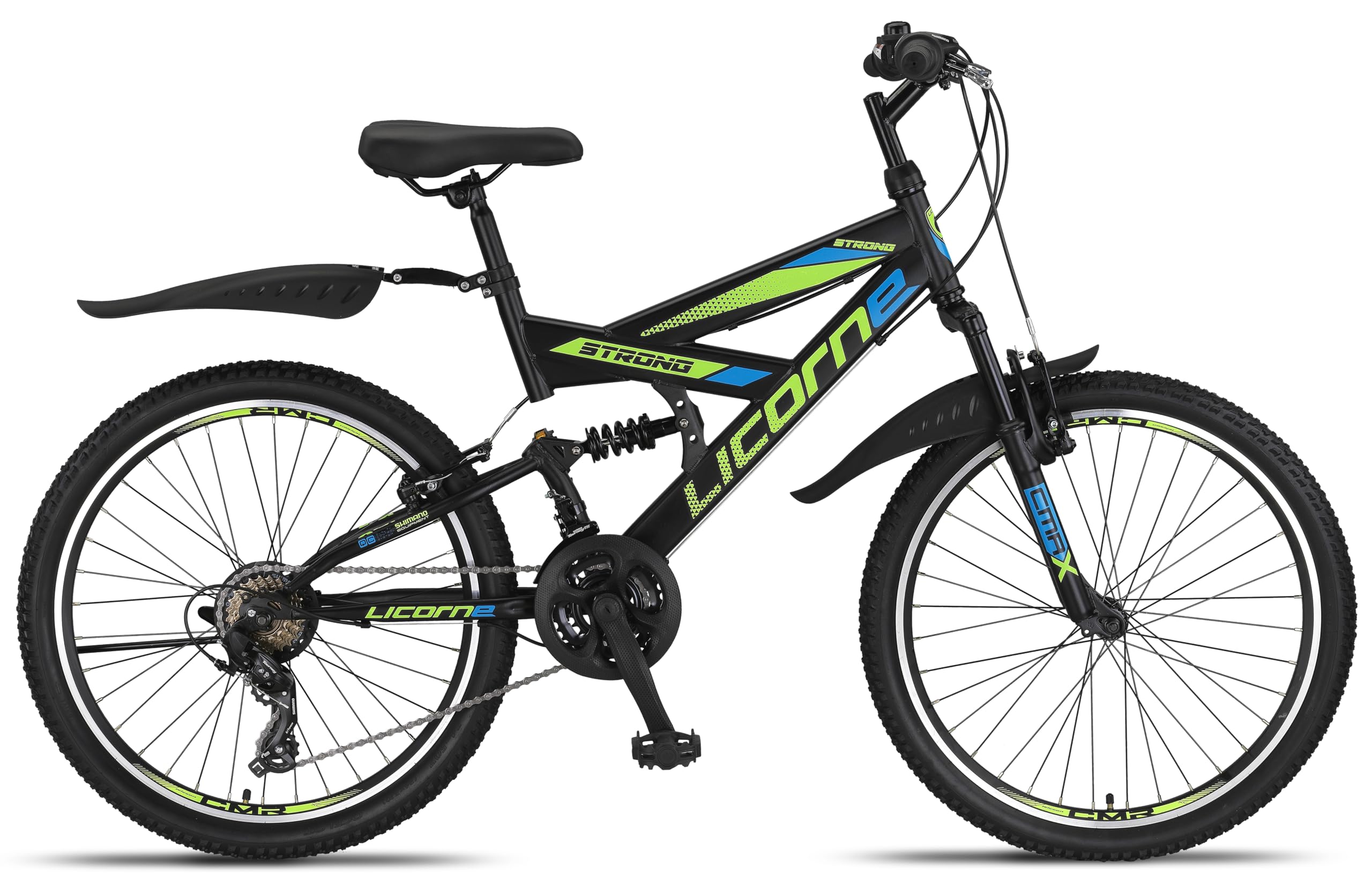 Licorne Bike VTT en V de qualité supérieure de 24 et 26 pouces - Vélo pour garçons, filles, femmes et hommes - 21 vitesses - Suspension complète