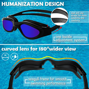 Lunettes de natation à verres polarisés Anti buée Anti UV Étanches Vision nette pour Hommes Femmes Adultes Adolescents