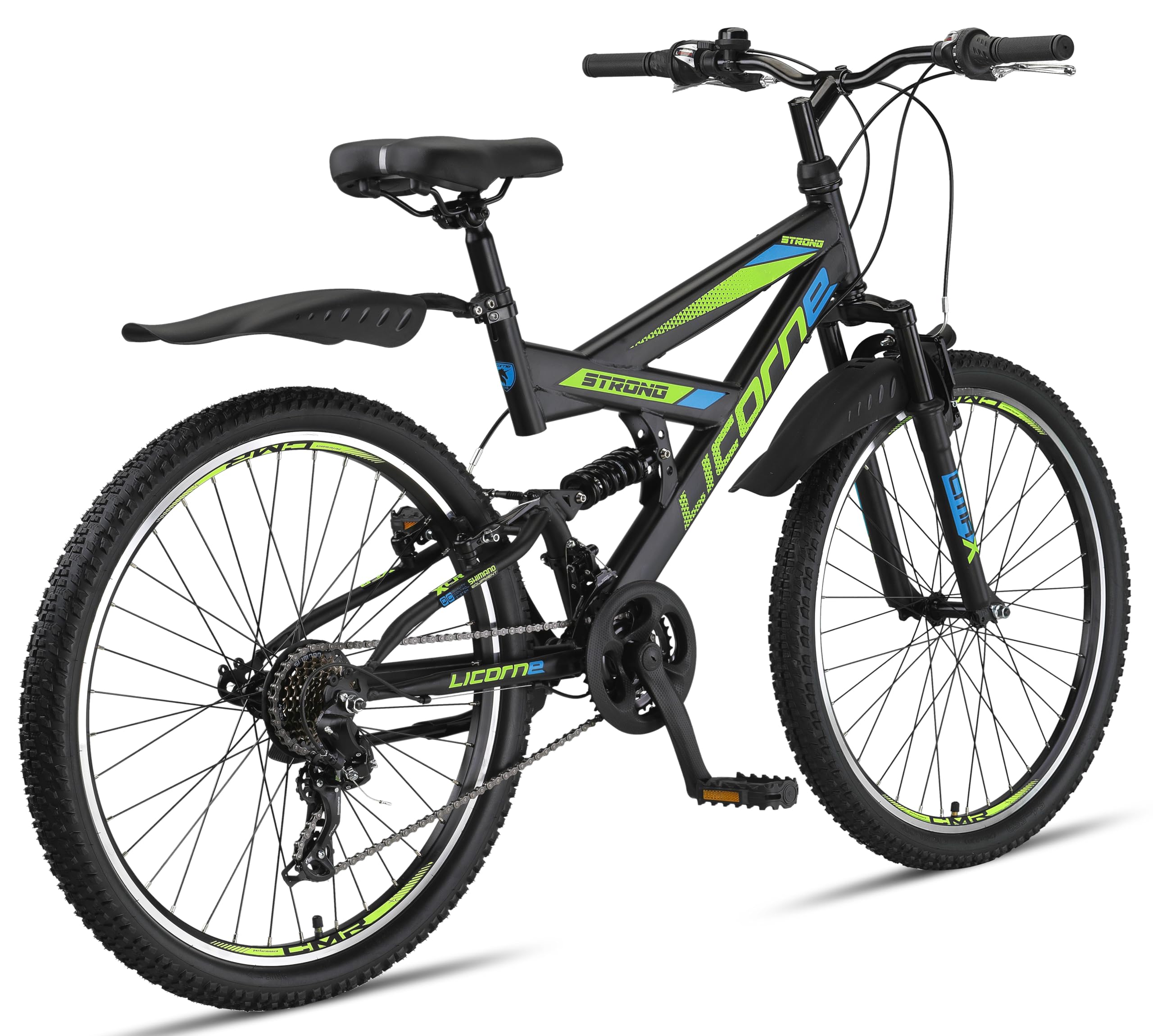 Licorne Bike VTT en V de qualité supérieure de 24 et 26 pouces - Vélo pour garçons, filles, femmes et hommes - 21 vitesses - Suspension complète