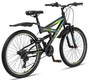 Licorne Bike VTT en V de qualité supérieure de 24 et 26 pouces - Vélo pour garçons, filles, femmes et hommes - 21 vitesses - Suspension complète