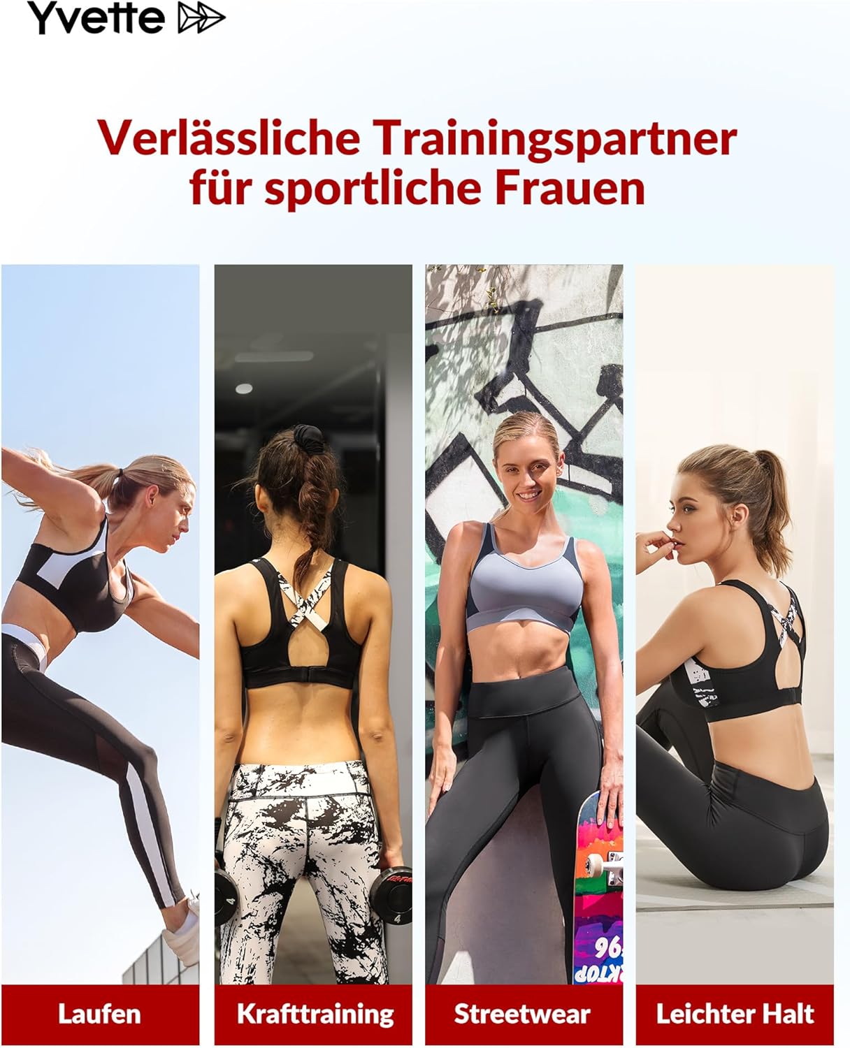 Yvette Soutien Gorge de Sport Femme Dos Croisé Maintien Élevé Grande Taille Brassière sans Armature avec Coussinets Course Tennis Fitness - fitnessterapy