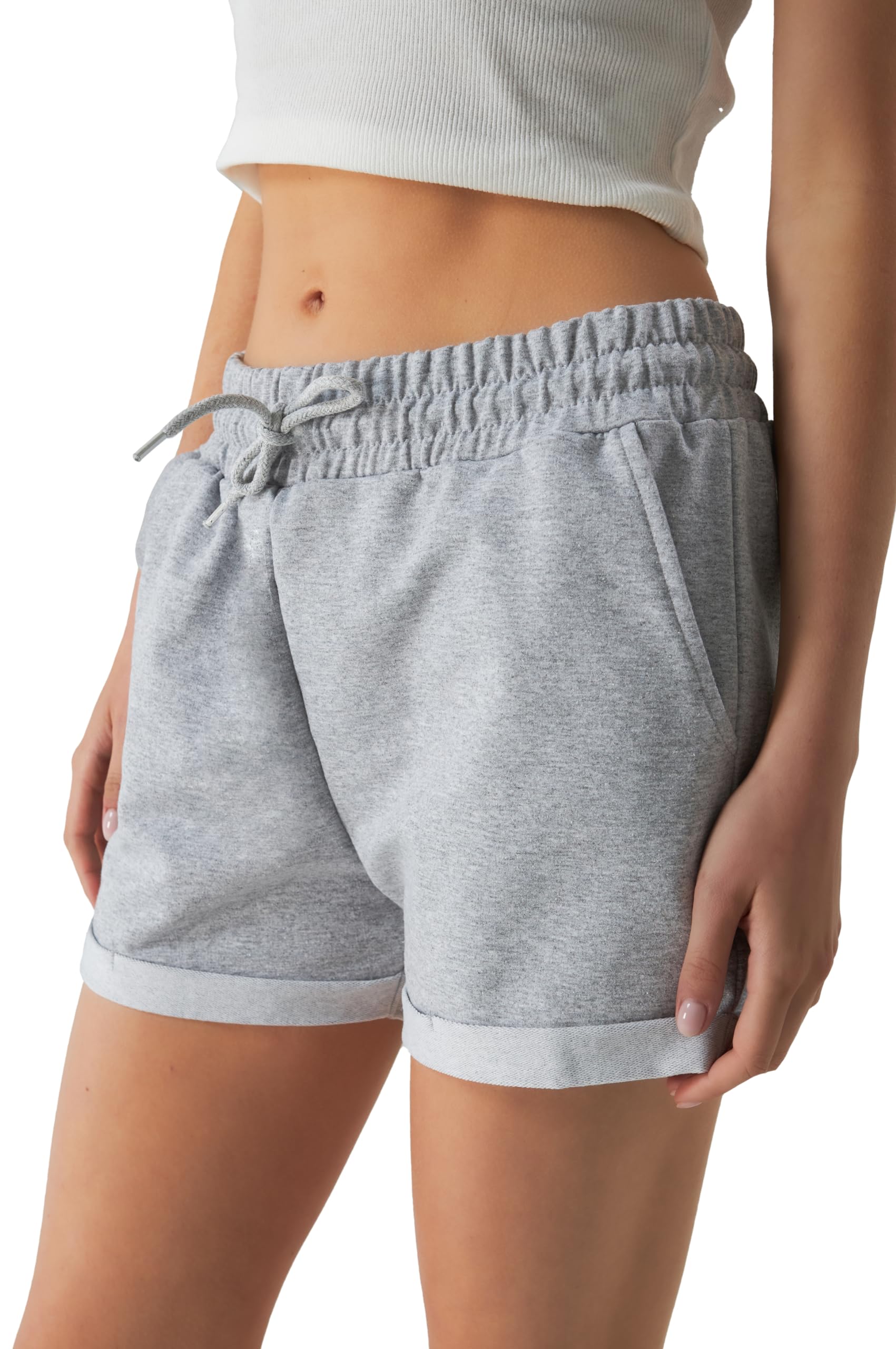 Smith & Solo Short Sport Femme en Coton, Pantalon Court pour Femme, Short Femme ete, Taille Haute, avec Poches, pour Le Jogging, Le Yoga et Le Fitness - fitnessterapy