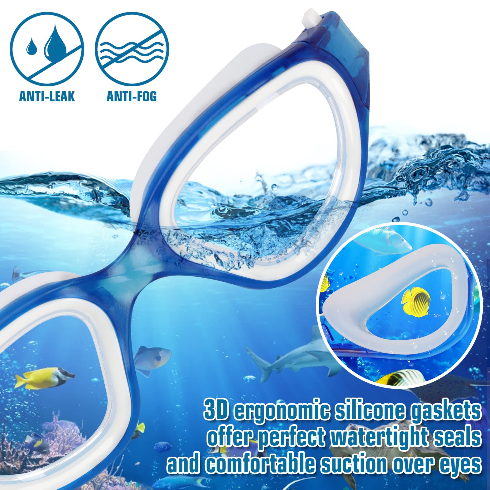 Lunettes de natation à verres polarisés Anti buée Anti UV Étanches Vision nette pour Hommes Femmes Adultes Adolescents