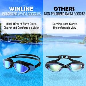 Lunettes de natation à verres polarisés Anti buée Anti UV Étanches Vision nette pour Hommes Femmes Adultes Adolescents