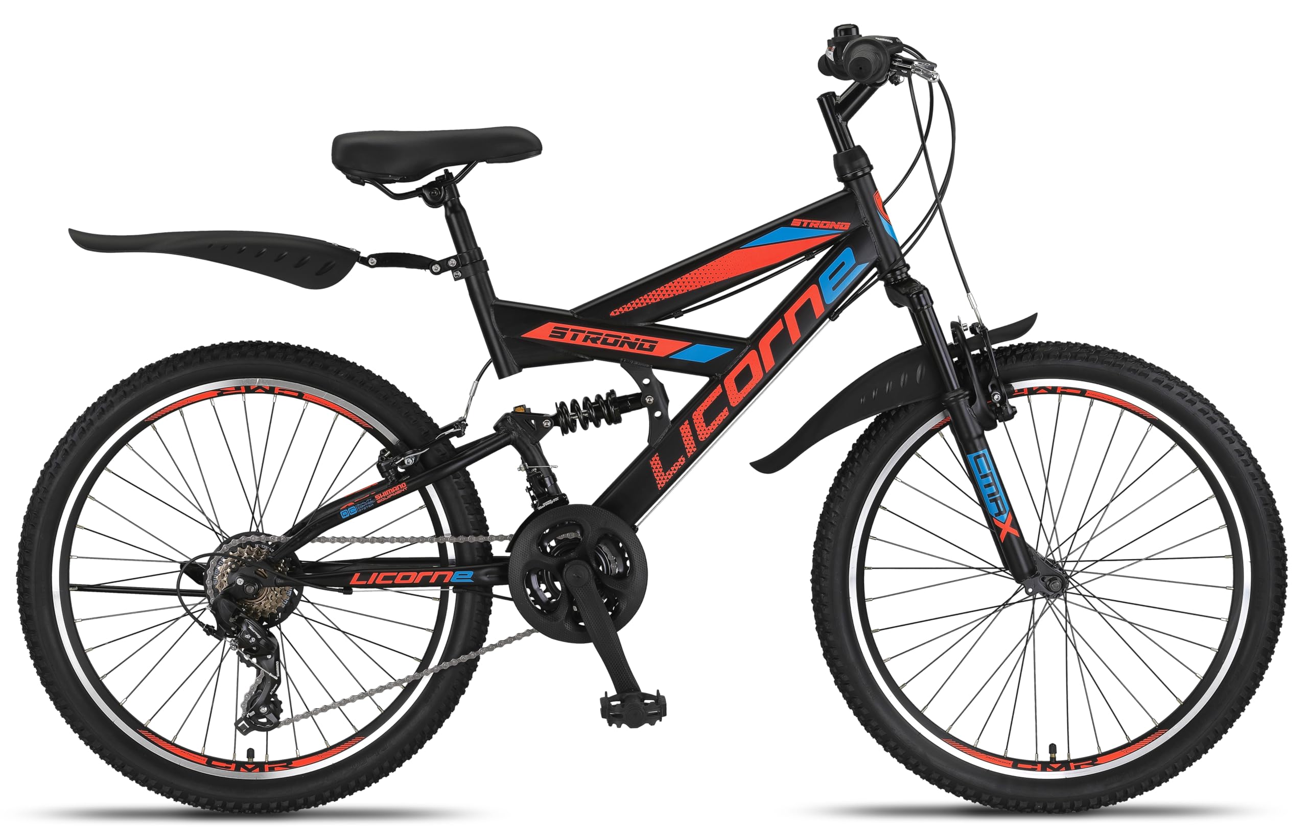 Licorne Bike VTT en V de qualité supérieure de 24 et 26 pouces - Vélo pour garçons, filles, femmes et hommes - 21 vitesses - Suspension complète