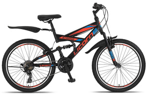 Licorne Bike VTT en V de qualité supérieure de 24 et 26 pouces - Vélo pour garçons, filles, femmes et hommes - 21 vitesses - Suspension complète