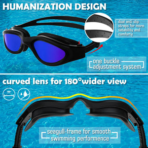 Lunettes de natation à verres polarisés Anti buée Anti UV Étanches Vision nette pour Hommes Femmes Adultes Adolescents